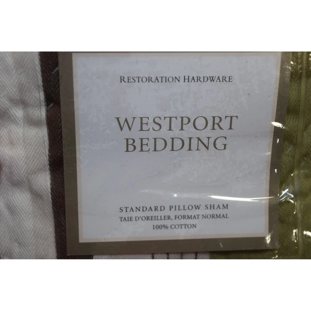 Restoration Hardware WESTPORT Bedding Standard Pillow Sham Heavy Cotton Striped